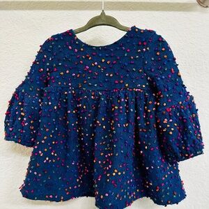 Bonnie Baby Navy Dress with Colorful Dots